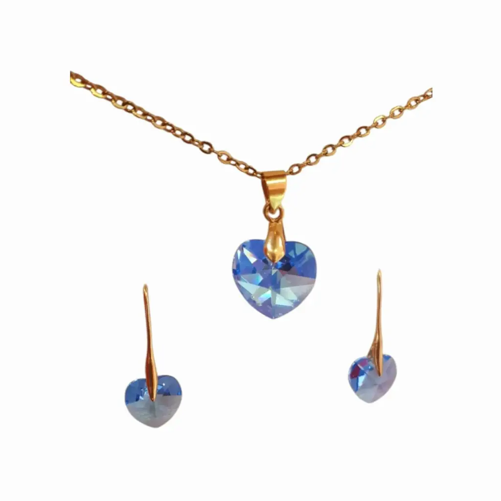 Juego 196 Corazón Swarovski Azul