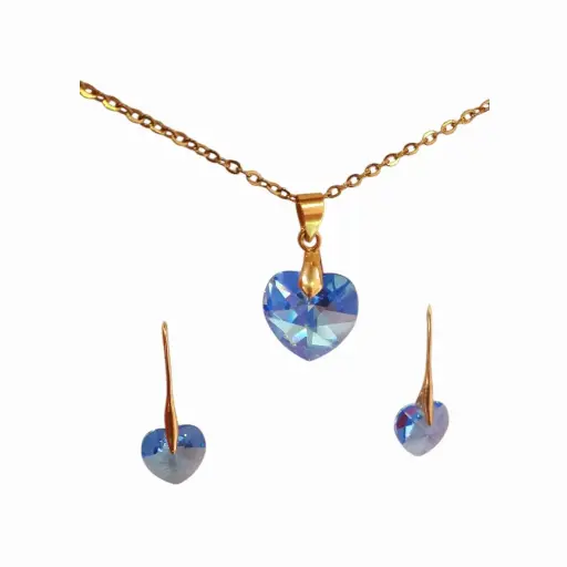 [Juego 196] Juego 196 Corazón Swarovski Azul