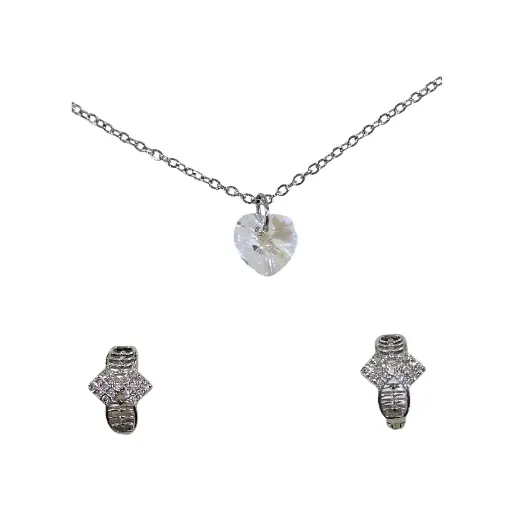 [Juego 436] Juego 436 Corazón Blanco Swarovski