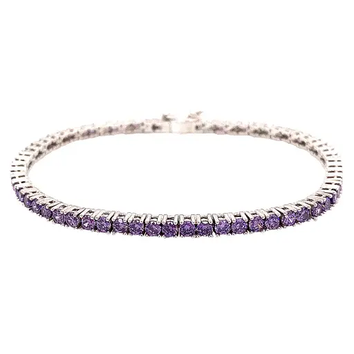 [Pulsera Tennis] Pulsera 567 Plata bañada en Oro con Zirconia 