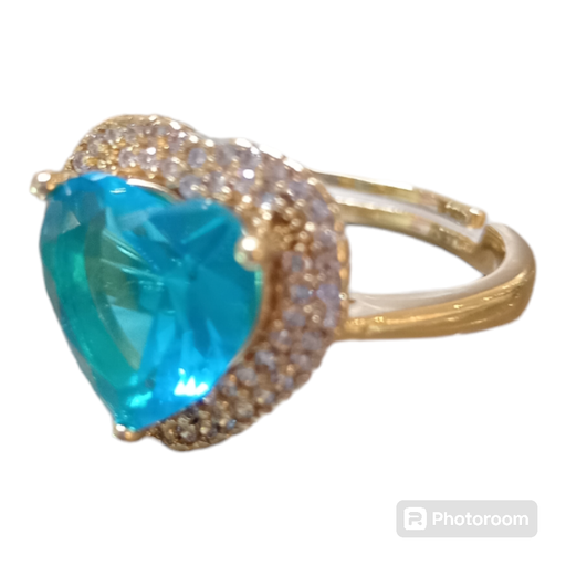 [Anillo 46] Anillo Corazon Turquesa